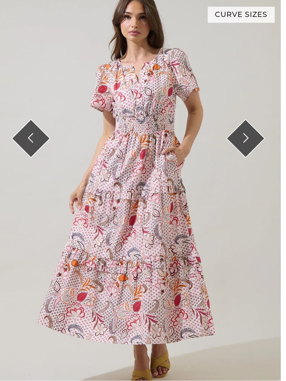 Sugarlips Hendry Floral Palmer Poplin Tiered Maxi Dress M (see description)